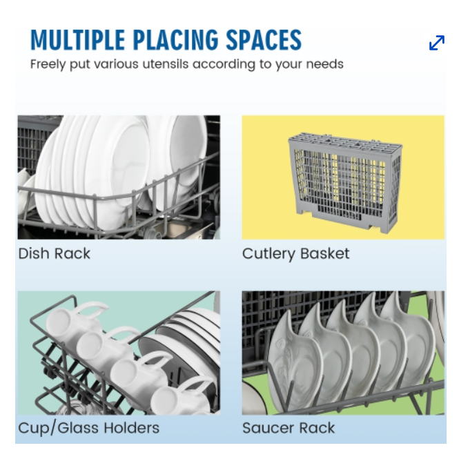 Compact Countertop Dishwasher 6 Place Settings w/ 5 Washing Programs & 24H Timer