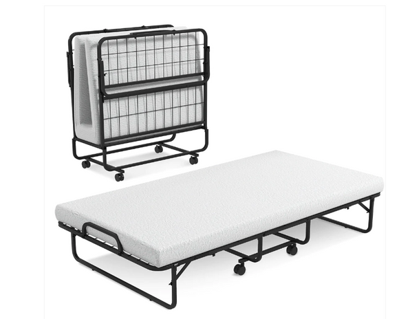 Twin Size Metal Folding Bed with 4``memory Foam Mattress