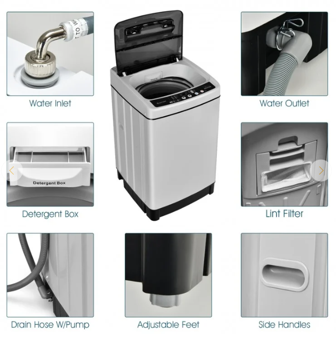 All in One,  Full-Automatic Washing Machine 1.5 Cu.Ft 11 LBS Washer and Dryer
