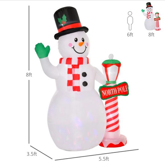 7.9 feet Christmas Inflatable Snowman Decoration Airblown Lighted for Home Indoor Outdoor Garden Lawn Decoration Party Prop