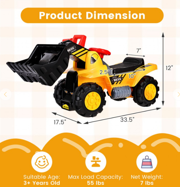 Kids Toddler Ride On Truck Excavator Digger