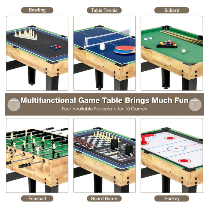 10-in-1 Multi Combo Game Table Set, pool table assembled, scratch & dent, customer return special