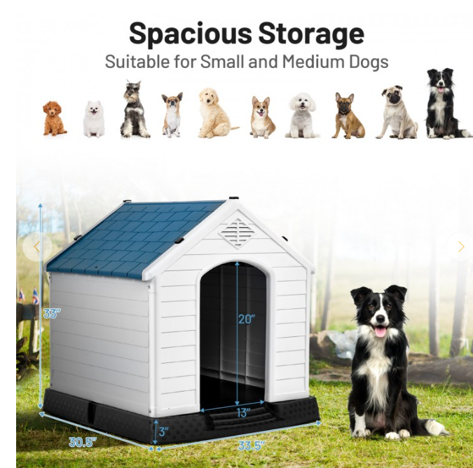 PVC Dog House with Ventilation System, fully assembled, for medium size dog