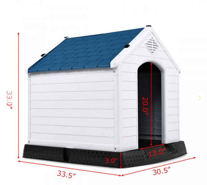 PVC Dog House with Ventilation System, fully assembled, for medium size dog