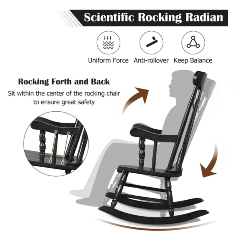 Solid Wood Rocking Chair, Black