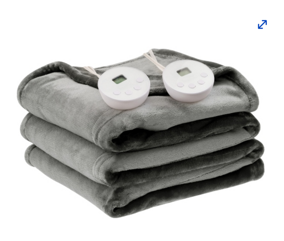 84'' x 90'' Flannel Heated Blanket Electric Throw w/ Dual Controllers