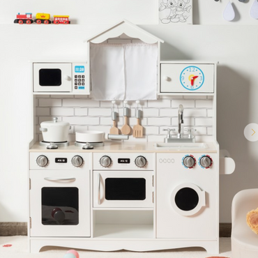 Wooden Kids Kitchen with Washing Machine, fully assembled