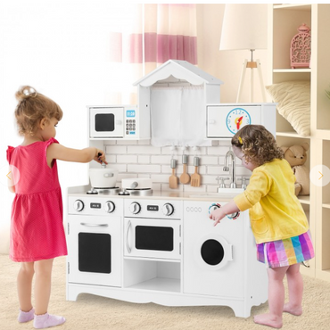 Wooden Kids Kitchen with Washing Machine, fully assembled
