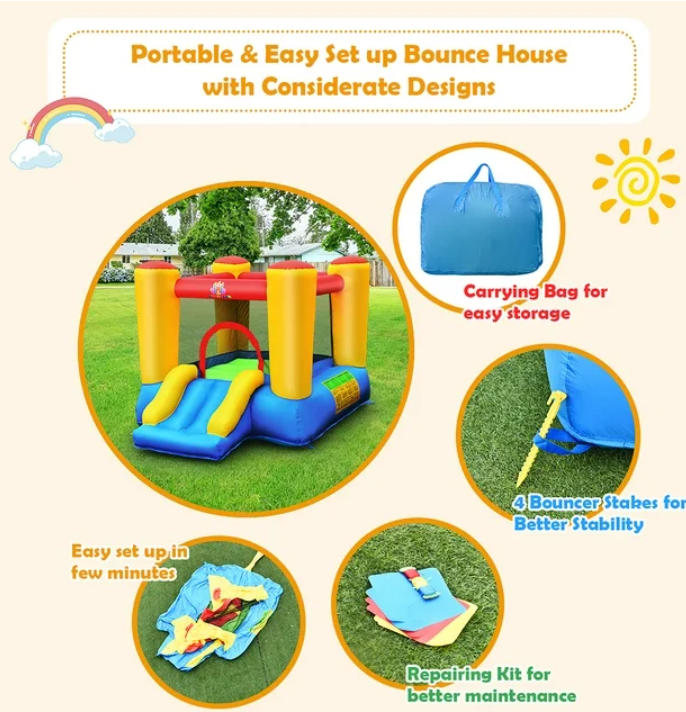 Little Kids Inflatable Jumping Bounce House Without Blower
