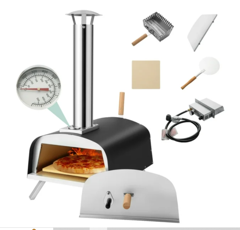 12" Multi-Fuel Pizza Oven Propane & Wood Fired Pizza Maker Portable, 1 box unassembled