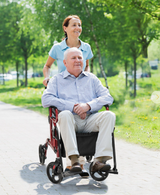 No Tax,  SPECIAL, Folding  Walker with 8-inch Wheels and Seat, assembled, Red