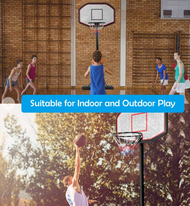 Indoor Outdoor Height Adjustable Basketball Stand, 1 Box Unassembled