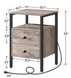 Pake 2 - Drawer Iron Nightstand with Storage and Built-In Outlets, scratch & dent