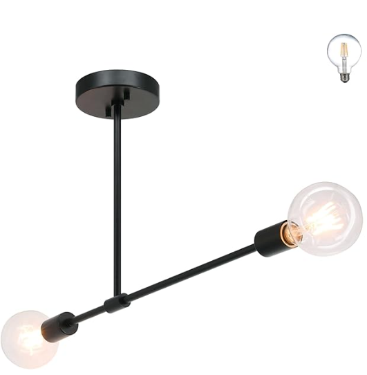Modern Sputnik Black Close to Ceiling with Bulb for Bedroom or Living Room