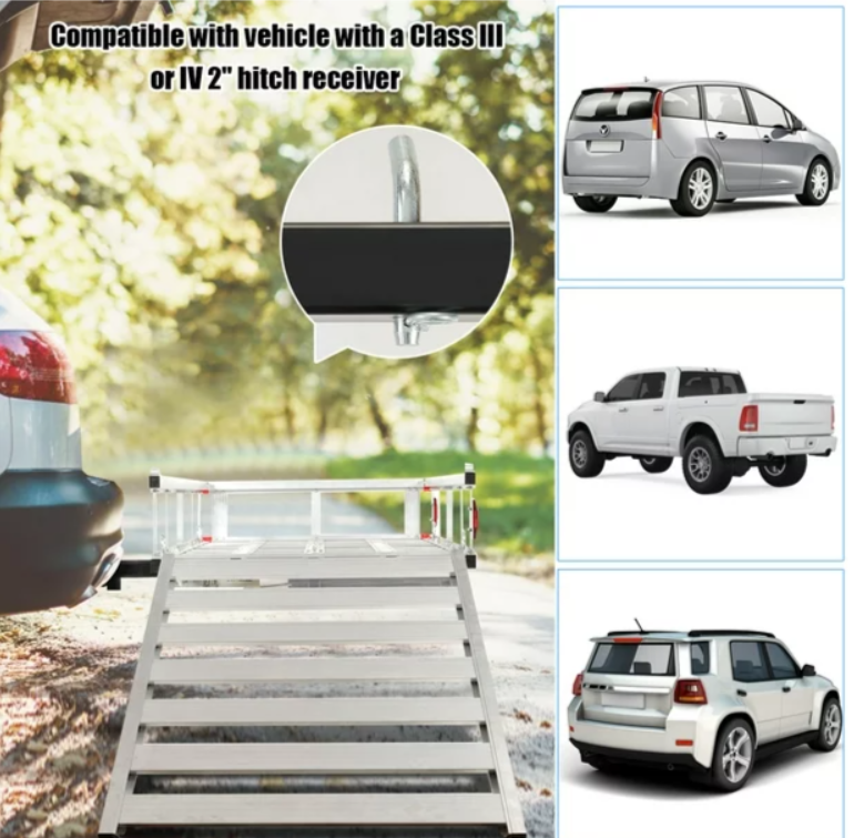 50''X29.5''Aluminum Cargo Carrier W/ Ramp Hitch-Mounted Mobility Carrier Hauler, 1 box