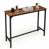 48 Inch Industrial Pub Dining Table with Steel Frame, assembled