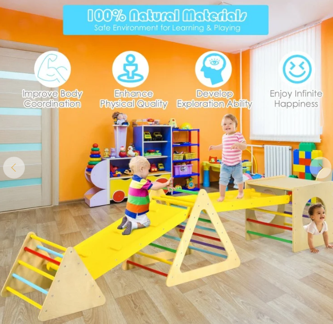 5 in 1 Toddling Kids Climbing Triangle and Cube Playing Set, fully assembled