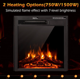 18/22.5 Inch Electric Fireplace Insert with 7-Level Adjustable Flame Brightness with remote