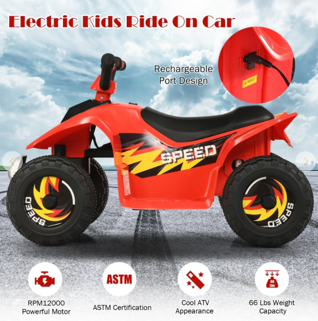 6V Kids Electric ATV 4 Wheels Ride-On Toy