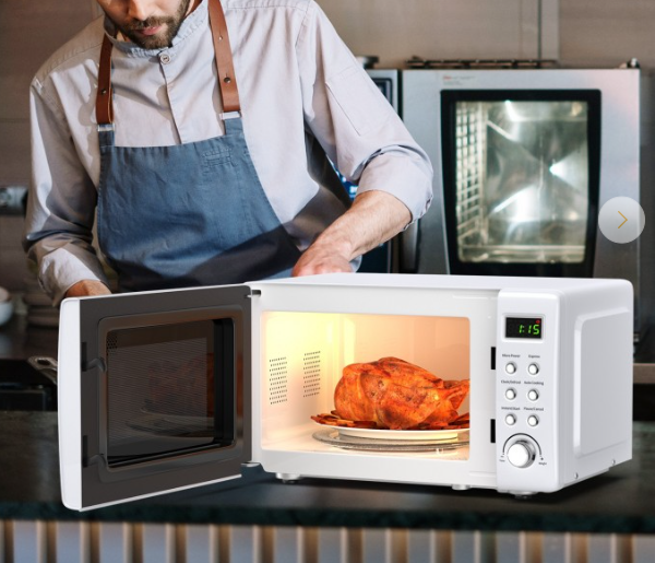 700W Retro Countertop Microwave Oven with 5 Micro Power and Auto Cooking Function
