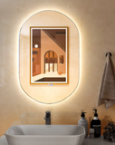 32'' x 20'' Oval Bathroom Wall Mirror Mounted Makeup Mirror with Lights & Anti-Fog