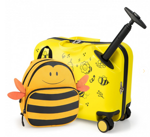 2 Pieces 18 Inch Ride-on Kids Luggage Set with Spinner Wheels, yellow