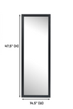 47.5-in x 14.5-in Rectangle Black Framed Wall Mirror with door hardware