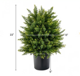 Artificial Cedar Topiary Ball Tree with Cement Pot