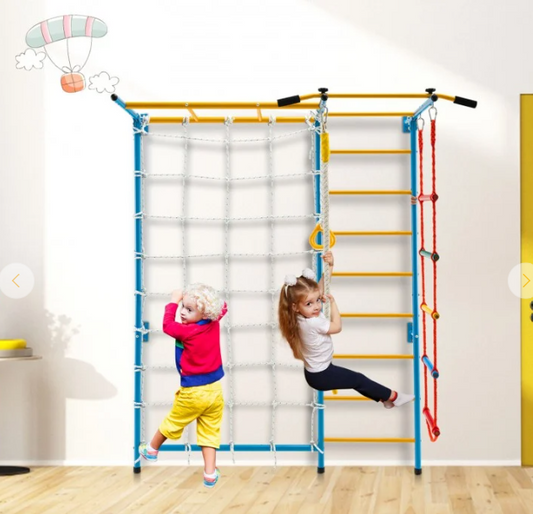 7 In 1 Kids Indoor Gym Playground Swedish Wall Ladder. 1 box, unassembled