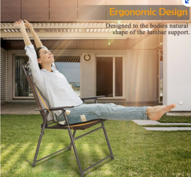 Set of 4 Patio Folding Sling Chairs Steel Textilene Camping Deck Garden Pool