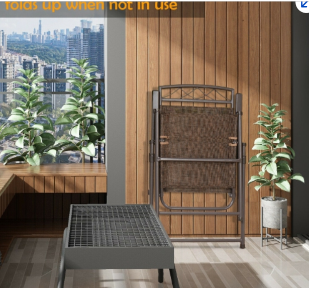 Set of 4 Patio Folding Sling Chairs Steel Textilene Camping Deck Garden Pool