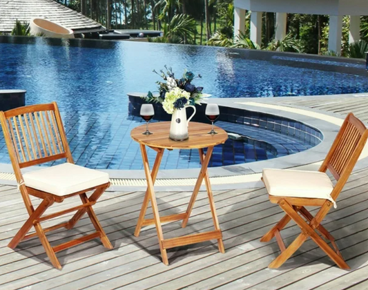3 Pieces Patio Folding Bistro Set with Padded Cushion, fully assembled, small mark on table