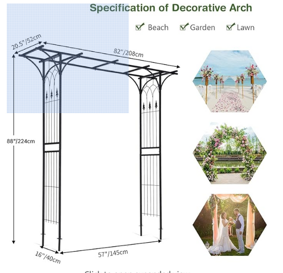 7.3 Ft Arbor, Trellis Outdoor, 1 box, unassembled, SPECIAL, used customer return, needs cleaning