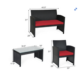 4PCS Patio Rattan Furniture Conversation Set, 1 box unassembled
