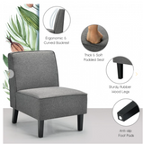 Modern Armless Accent Chair with Rubber Wood Legs, Grey