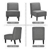 Modern Armless Accent Chair with Rubber Wood Legs, Grey