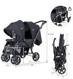 Double stroller, foldable, adjustable back rest, black