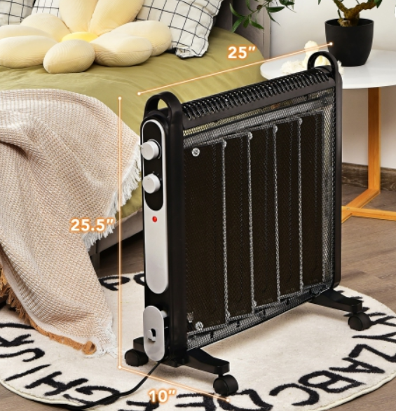 1500W Electric Radiant Space Heater Portable Heater w/Adjustable Thermostat