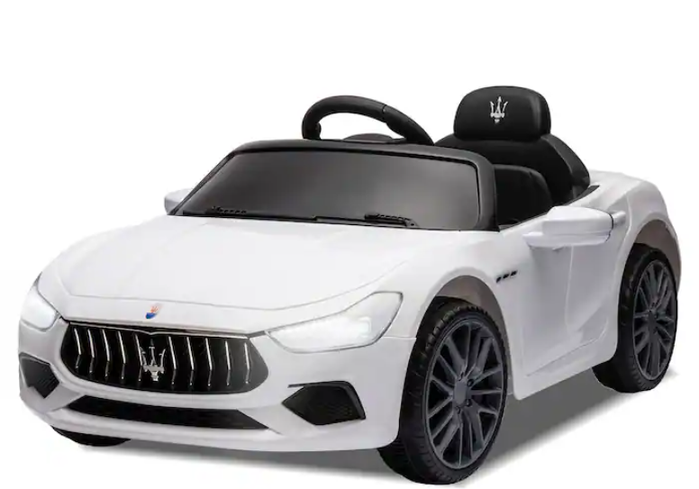 12V Car with 2 Motors, Led Lights , remote control - White, MODIFIED SEAT, EXTRA DISCOUNT APPLIED