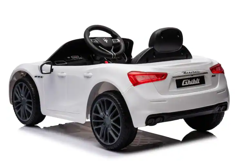 12V Car with 2 Motors, Led Lights , remote control - White, MODIFIED SEAT, EXTRA DISCOUNT APPLIED