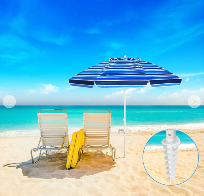 7.2 Feet Portable Outdoor Beach Umbrella with Sand Anchor and Tilt Mechanism