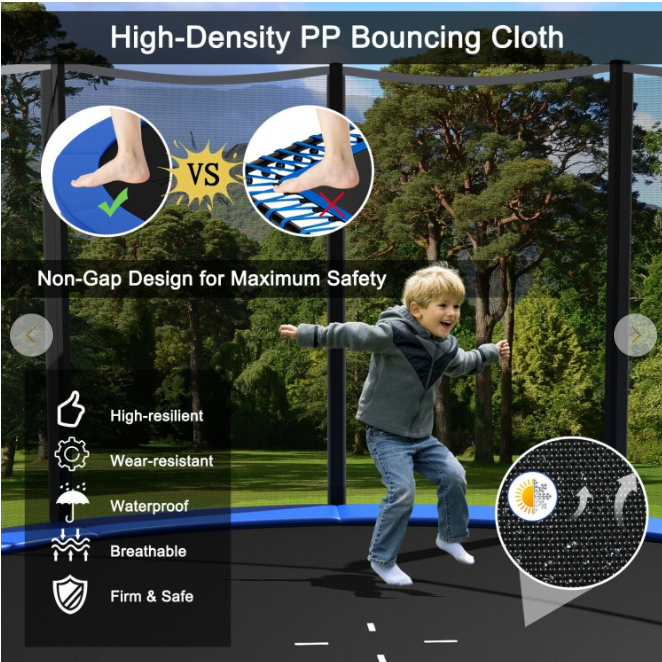 8Ft Outdoor Trampoline with Safety Closure Net and Ladder, 2 boxes unassembled