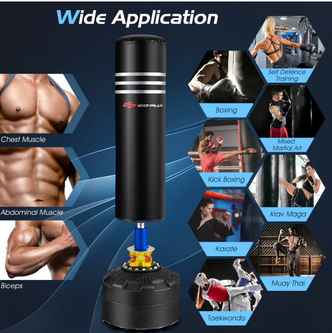 Deluxe 70 Inch Freestanding Punching Bag with 12 Suction Cup Base