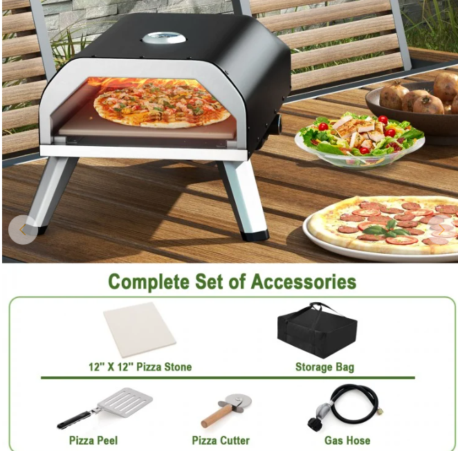 15000 BTU Propane Pizza Oven with Pizza Stone Cutter Peel, 1 box