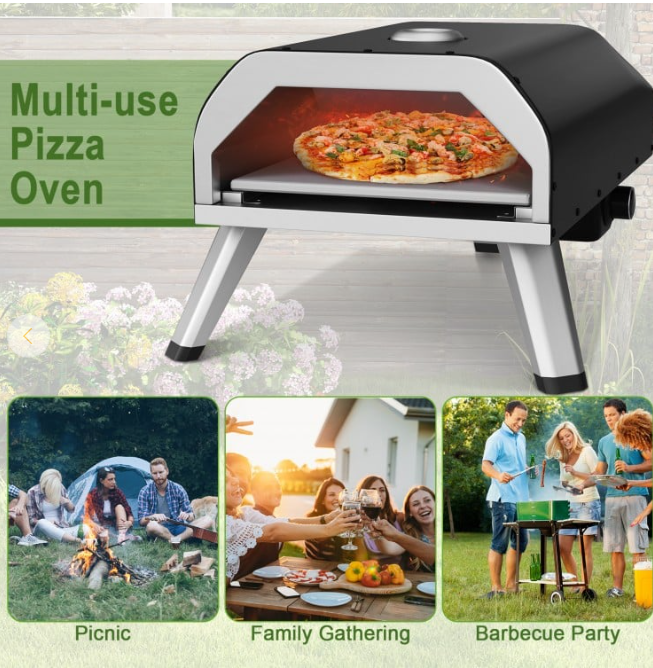 15000 BTU Propane Pizza Oven with Pizza Stone Cutter Peel, 1 box