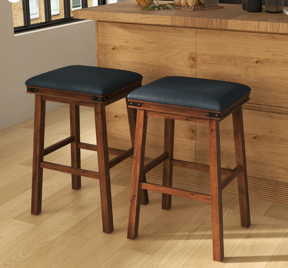 2 Piece Set, Dining Bar Stool with Rubber Wood-30 inches