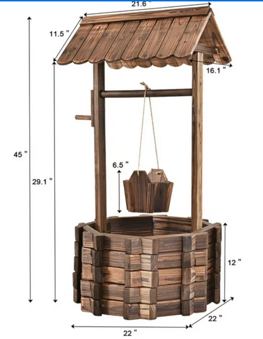 Outdoor Wooden Wishing Well, 1 box, unassembled