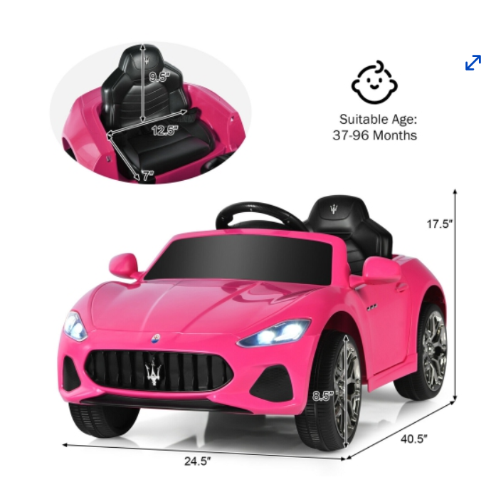 12V Kids Ride On Car Maserati  Licensed w/ Remote Control& Lights
