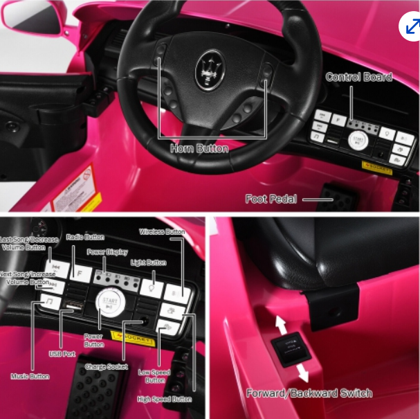 12V Kids Ride On Car Maserati  Licensed w/ Remote Control& Lights