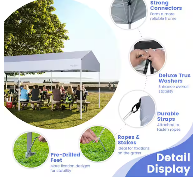 10 x 20 Feet Pop up Canopy Tent with Removable Sidewalls for Party-White